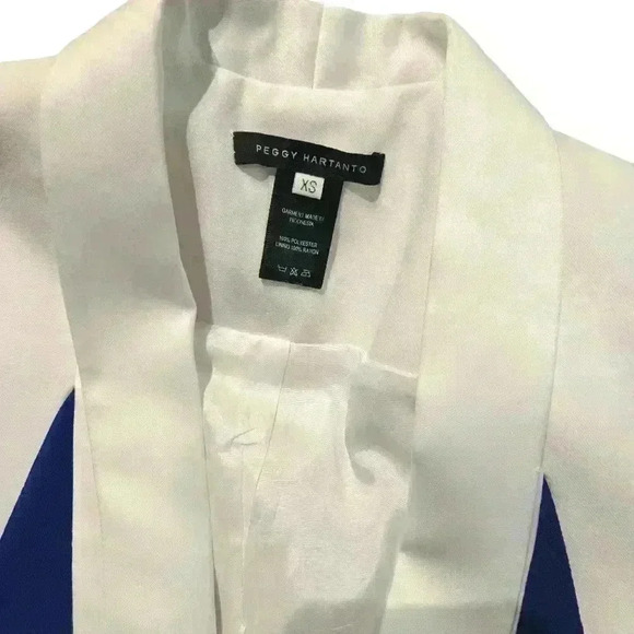 PEGGY HARTANTO WHITE AND ROYAL BLUE WOMEN'SBLAZER SIZE XS #175 - Picture 3 of 9